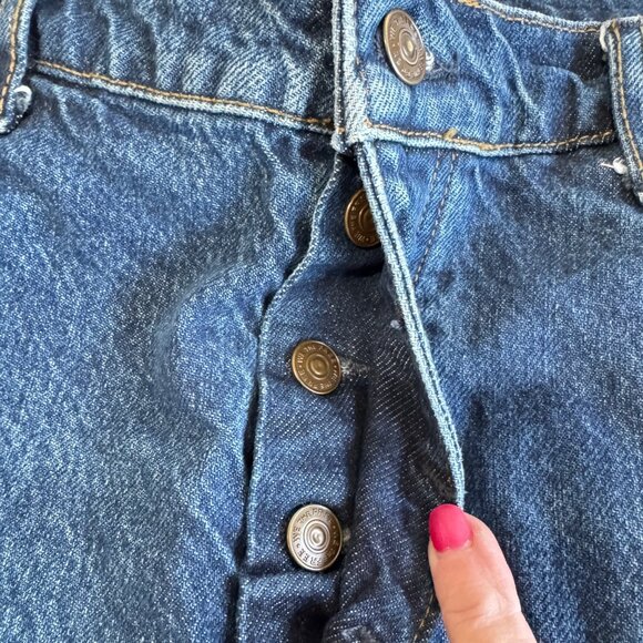 FREE PEOPLE We The Free Good Luck Mid Rise Barrel Leg Jeans in "Deep End" Sz 31 - Picture 10 of 13